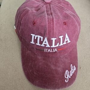 Italia Embroidered Red Cap